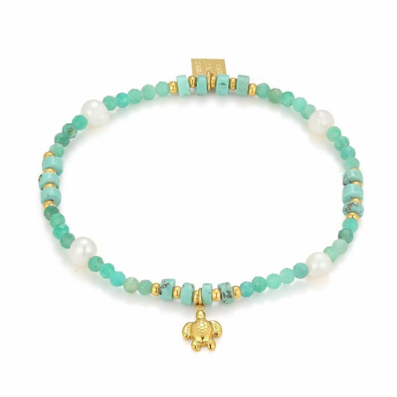 Bracelets | Bracelet en Acier Poli Couleur Or, Tortue Turquoise – Femmes Bijoux Bracelets