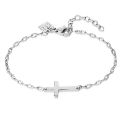 Bracelets | Bracelet en Acier Poli, Croix, Maillons Ovales Zilverkleur – Femmes Bijoux Bracelets