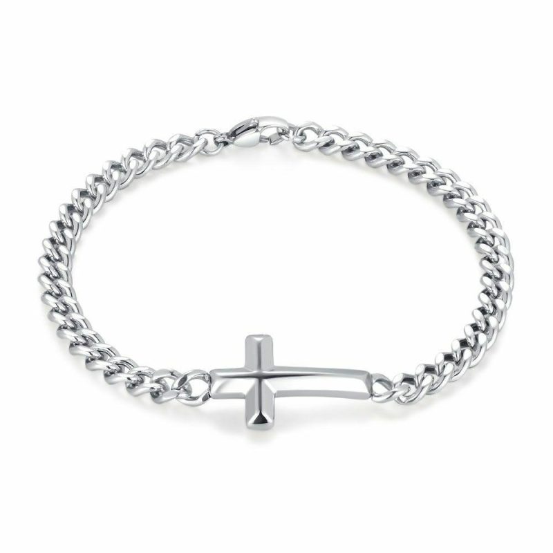 Bracelets | Bracelet en Acier Poli, Croix Pas de couleur – Hommes Bijoux Bracelets