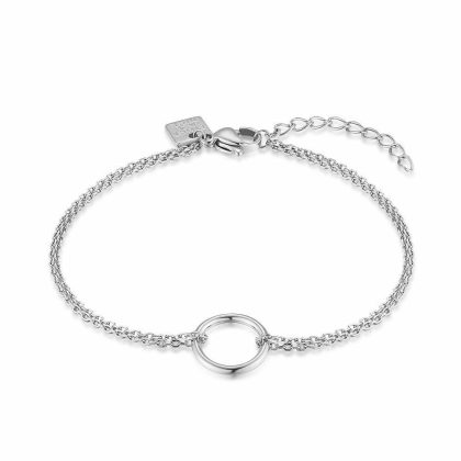 Bracelets | Bracelet en Acier Poli, Double Chaîne, Cercle – Femmes Bijoux Bracelets