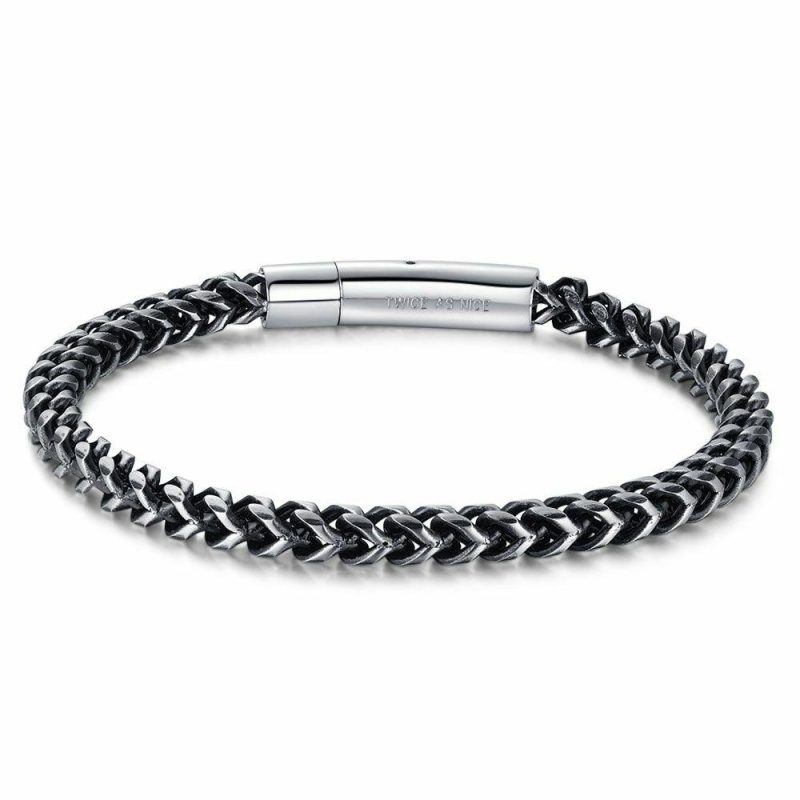 Bracelets | Bracelet en Acier Poli, Gourmette Carrée – Hommes Bijoux Bracelets