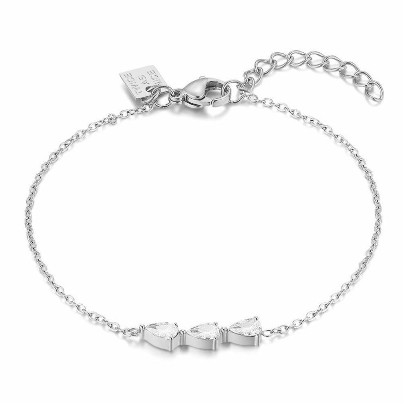 Bracelets | Bracelet en Acier Poli, Gouttes, Cristaux Blanc – Femmes Bijoux Blanc