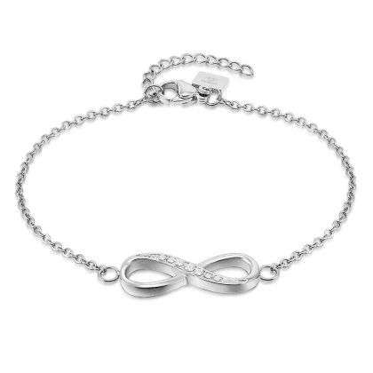 Bracelets | Bracelet en Acier Poli, Infini, Cristaux Blancs Blanc – Femmes Bijoux Blanc