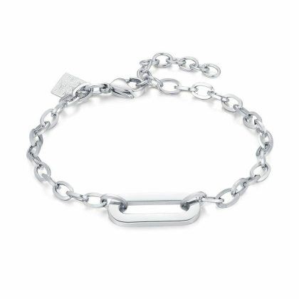 Bracelets | Bracelet en Acier Poli, Maillons Ovales, 1 Grand Maillon Zilverkleur – Femmes Bijoux Bracelets