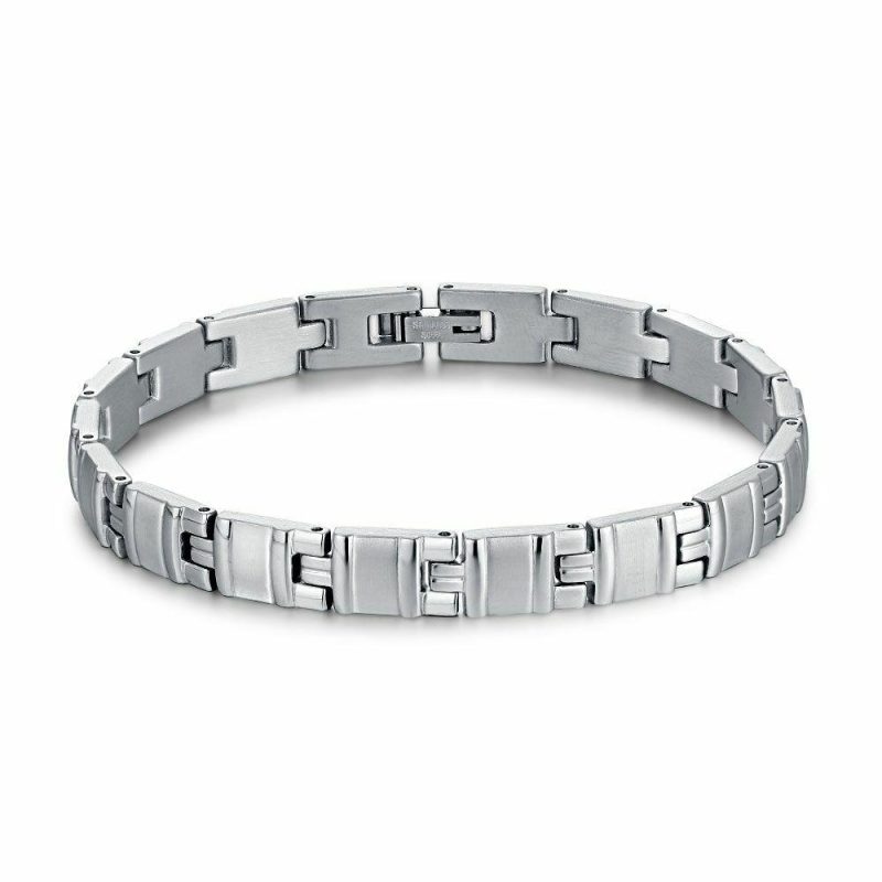 Bracelets | Bracelet en Acier Poli, Maillons Rectangulaires Zilverkleur – Hommes Bijoux Bracelets