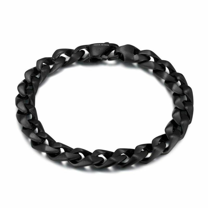 Bracelets | Bracelet en Acier Poli, Mat Noir Noir – Hommes Bijoux Bracelets