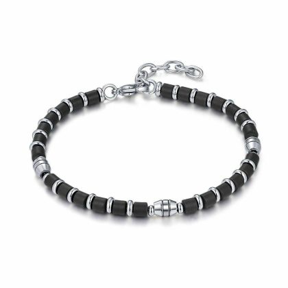 Bracelets | Bracelet en Acier Poli, Noir et Acier Noir – Hommes Bijoux Bracelets