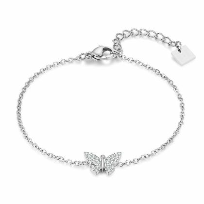 Bracelets | Bracelet en Acier Poli, Papillon Blanc – Femmes Bijoux Blanc