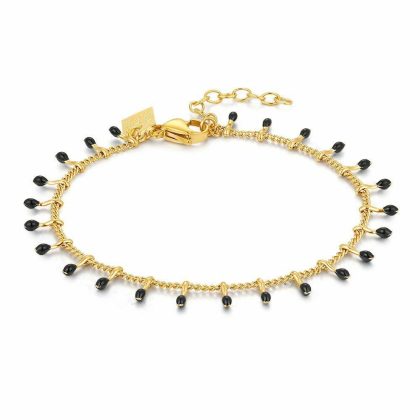 Bracelets | Bracelet en Acier Poli, Petites Gouttes Noires Noir – Femmes Bijoux Bracelets