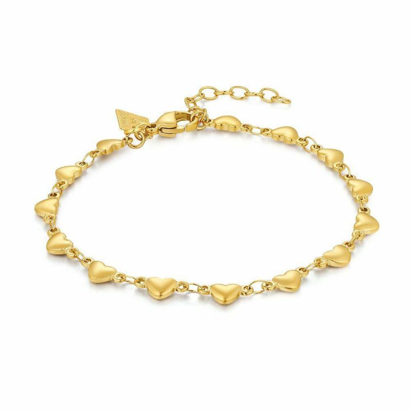 Bracelets | Bracelet en Acier Poli, Petits Coeurs Goudkleur – Femmes Bijoux Bracelets