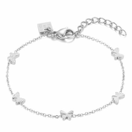 Bracelets | Bracelet en Acier Poli, Petits Papillons Zilverkleur – Femmes Bijoux Bracelets