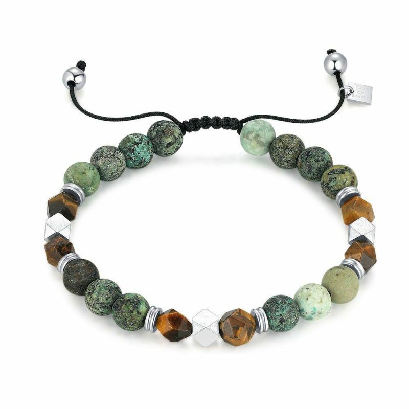 Bracelets | Bracelet en Acier Poli, Vert et Brun Vert et brun – Hommes Bijoux Bracelets