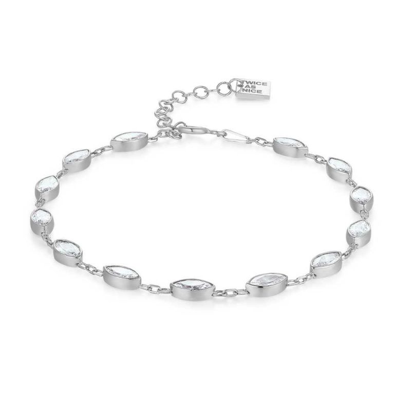 Bracelets | Bracelet en Argent, 14 Ellipses, Zircons Blancs Blanc – Femmes Bijoux Blanc