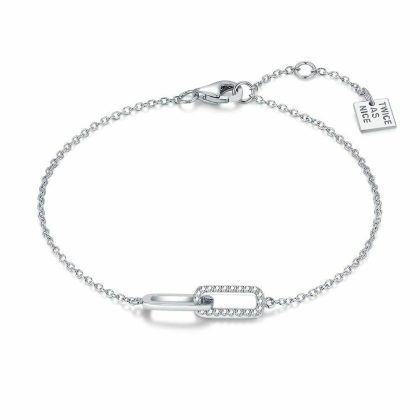 Bracelets | Bracelet en Argent, 2 Maillons Ovales, Zirconia Blanc – Femmes Bijoux Blanc