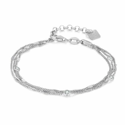 Bracelets | Bracelet en Argent, 3 Chaînes, Zircons Zilverkleur – Femmes Bijoux Bracelets