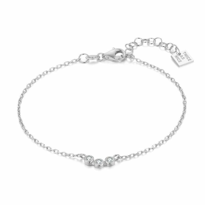 Bracelets | Bracelet en Argent, 3 Zirconia Ronds Blanc – Femmes Bijoux Blanc