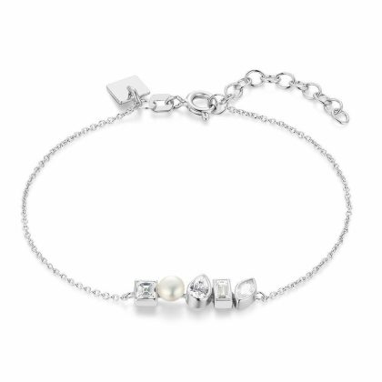 Bracelets | Bracelet en Argent, 4 Pierres et 1 Perle Blanc – Femmes Bijoux Blanc