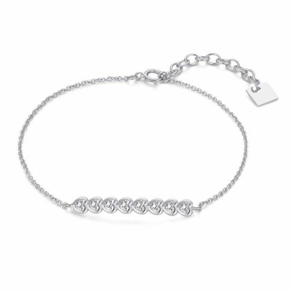 Bracelets | Bracelet en Argent, 8 Coeurs Ouverts Avec Zircone Blanc – Femmes Bijoux Blanc