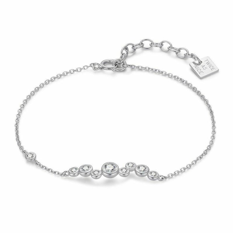 Bracelets | Bracelet en Argent, 8 Zircons, Zigzag Blanc – Femmes Bijoux Blanc