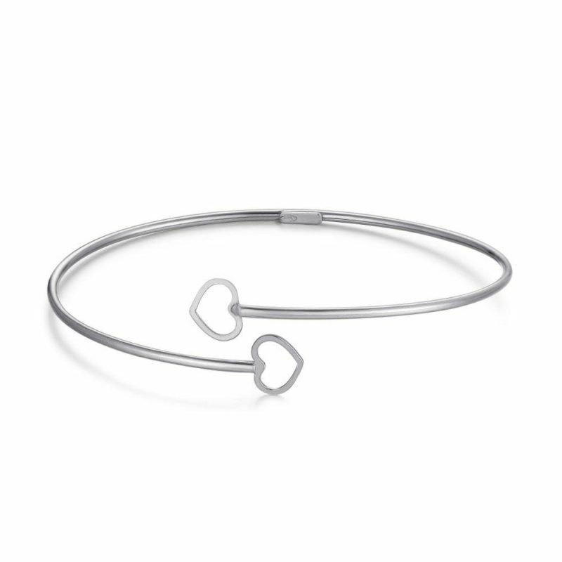 Bracelets | Bracelet en Argent, Bangle, 2 Coeurs Pas de couleur – Femmes Bijoux Bracelets