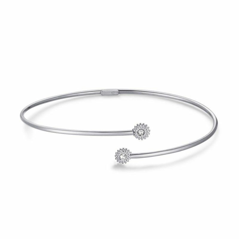 Bracelets | Bracelet en Argent, Bangle, Fleurs Blanc – Femmes Bijoux Blanc