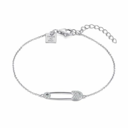 Bracelets | Bracelet en Argent, Épingle de Sûreté, Zircons Blanc – Femmes Bijoux Blanc