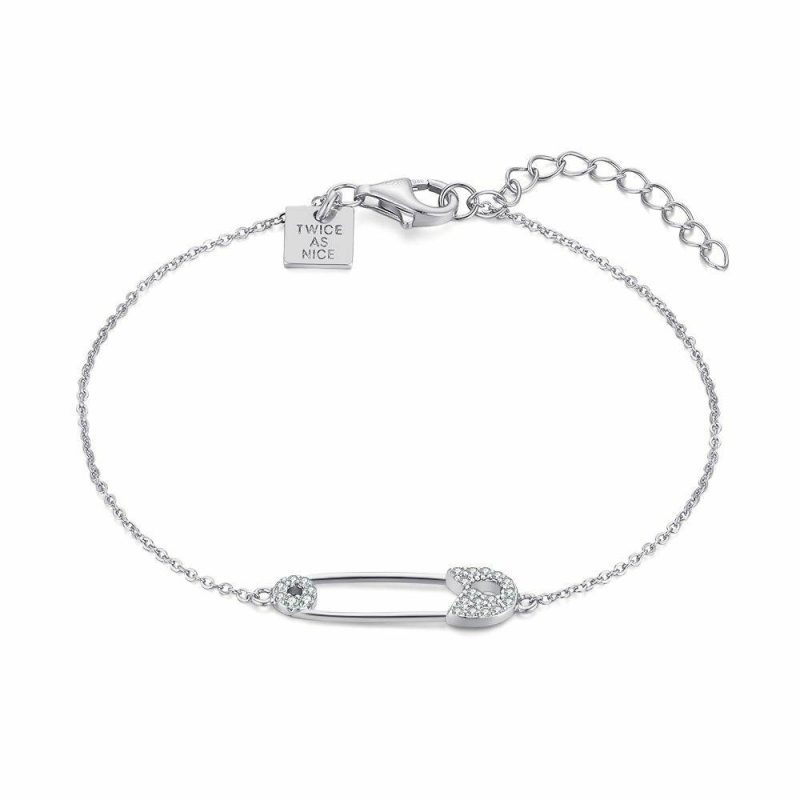 Bracelets | Bracelet en Argent, Épingle de Sûreté, Zircons Blanc – Femmes Bijoux Blanc