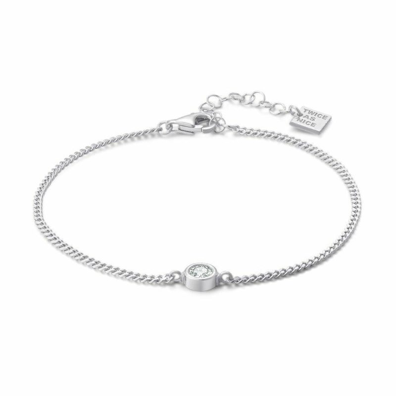 Bracelets | Bracelet en Argent, Chaîne Gourmet, 1 Zircon Zilverkleur – Femmes Bijoux Bracelets