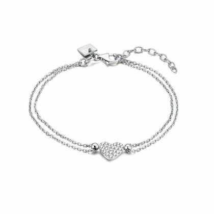 Bracelets | Bracelet en Argent, Coeur, Cristaux Blancs Blanc – Femmes Bijoux Blanc