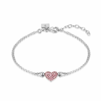 Bracelets | Bracelet en Argent, Coeur, Cristaux Roses Rose – Femmes Bijoux Bracelets