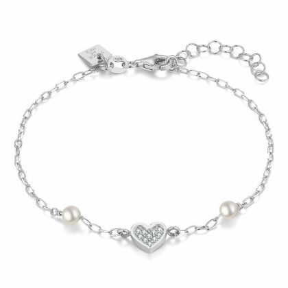 Bracelets | Bracelet en Argent, Coeur et Perles Blanc – Femmes Bijoux Blanc