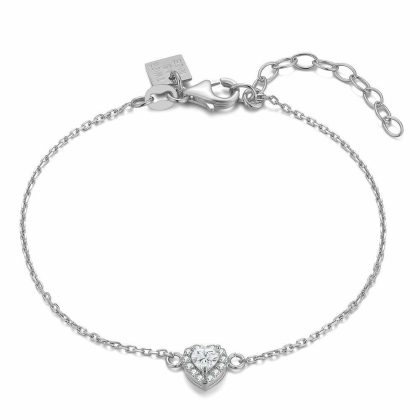 Bracelets | Bracelet en Argent, Coeur et Pierres Rondes Blanc – Femmes Bijoux Blanc