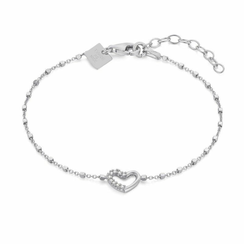 Bracelets | Bracelet en Argent, Coeur, Pierres Blanc – Femmes Bijoux Blanc