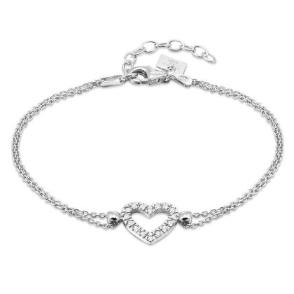 Bracelets | Bracelet en Argent, Coeur, Pierres Blanc – Femmes Bijoux Blanc