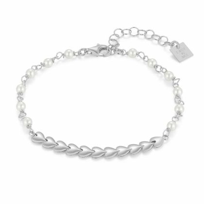 Bracelets | Bracelet en Argent, Coeurs et Perles Blanc – Femmes Bijoux Blanc