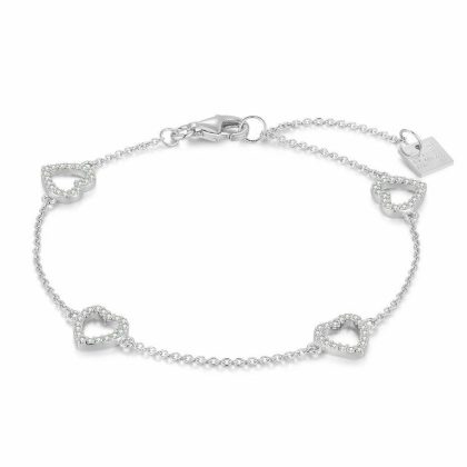 Bracelets | Bracelet en Argent, Coeurs, Pierres Blanc – Femmes Bijoux Blanc