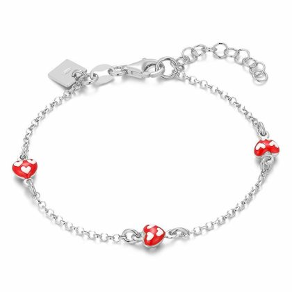 Bracelets | Bracelet en Argent, Coeurs Rouges Rouge – Enfants Bijoux Bracelets