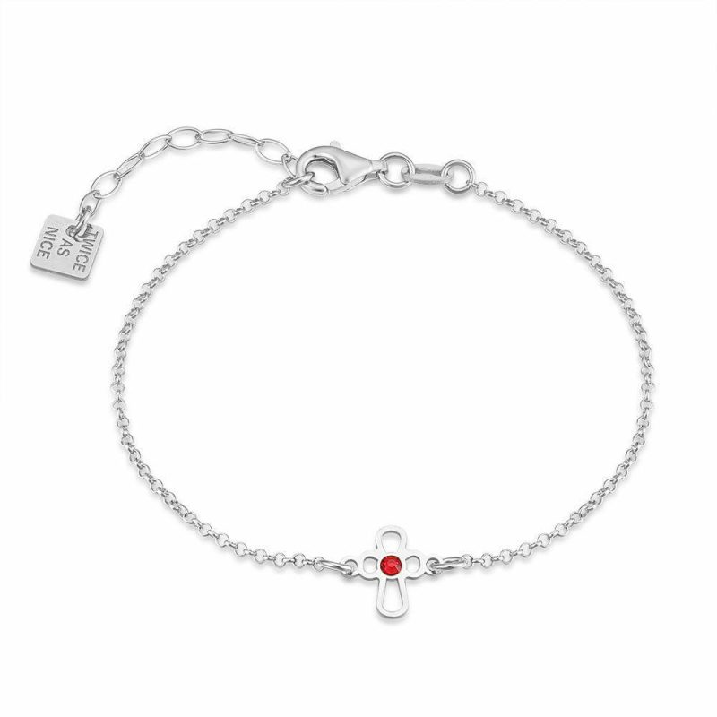 Bracelets | Bracelet en Argent, Croix, Cristal Rouge Rouge – Femmes Bijoux Bracelets