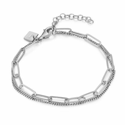 Bracelets | Bracelet en Argent, Double, Chaîne Gourmet, Liens Ovales – Femmes Bijoux Bracelets