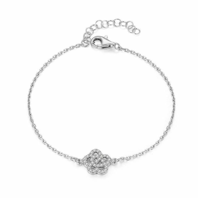 Bracelets | Bracelet en Argent, Fleur Avec Zircons – Femmes Bijoux Bracelets