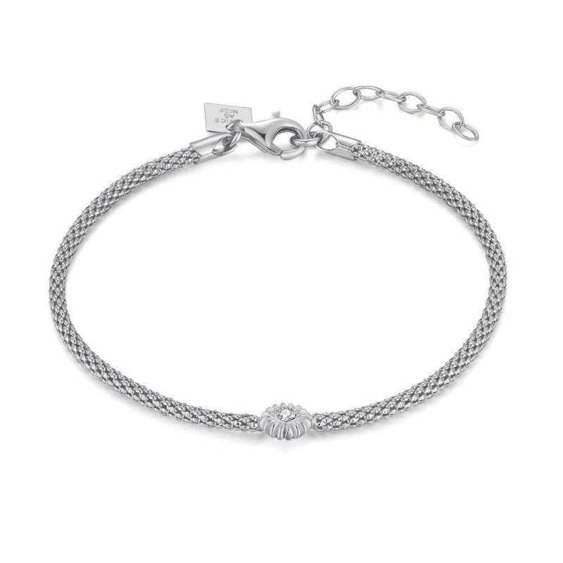 Bracelets | Bracelet en Argent, Fleur, Cristal Blanc – Femmes Bijoux Blanc