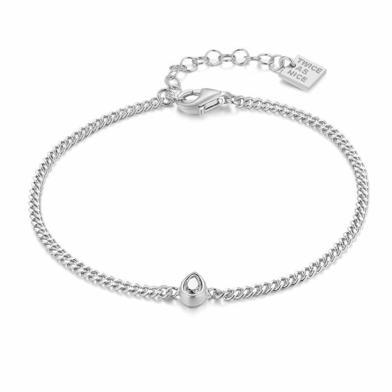 Bracelets | Bracelet en Argent, Goutte Zirconia Blanc – Femmes Bijoux Blanc