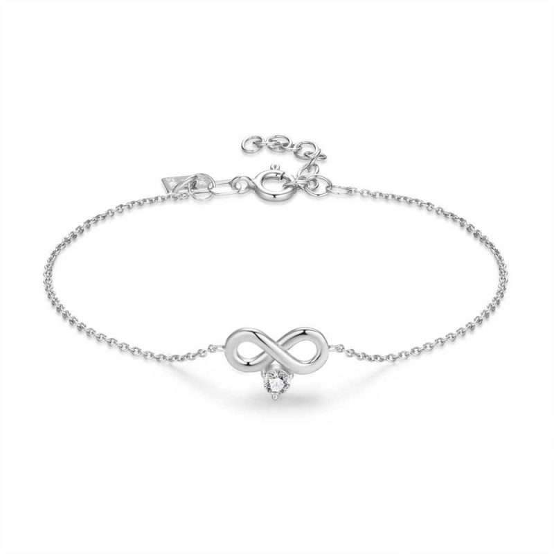 Bracelets | Bracelet en Argent, Infinity et Pierre Blanc – Femmes Bijoux Blanc