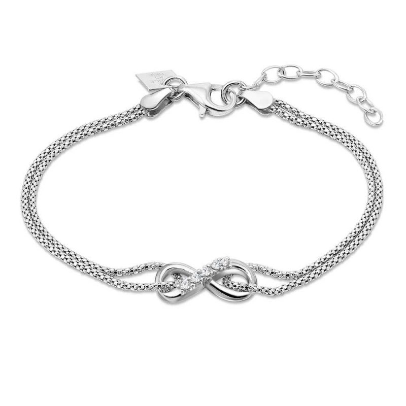 Bracelets | Bracelet en Argent, Infinity, Pierres Blanc – Femmes Bijoux Blanc