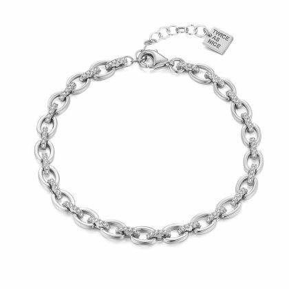 Bracelets | Bracelet en Argent, Liens Ovales, Zircons – Femmes Bijoux Bracelets