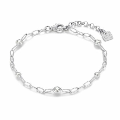 Bracelets | Bracelet en Argent, Maillons Ovales, 5 Zircons Zilverkleur – Femmes Bijoux Bracelets