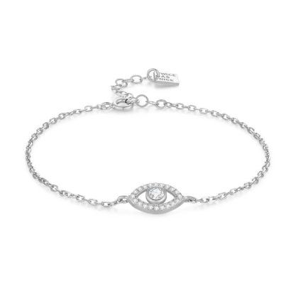 Bracelets | Bracelet en Argent, Oeil, Zircons Blancs Blanc – Femmes Bijoux Blanc