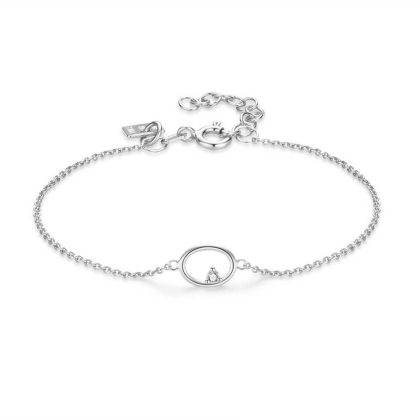 Bracelets | Bracelet en Argent, Ovale Avec Pierre Blanc – Femmes Bijoux Blanc