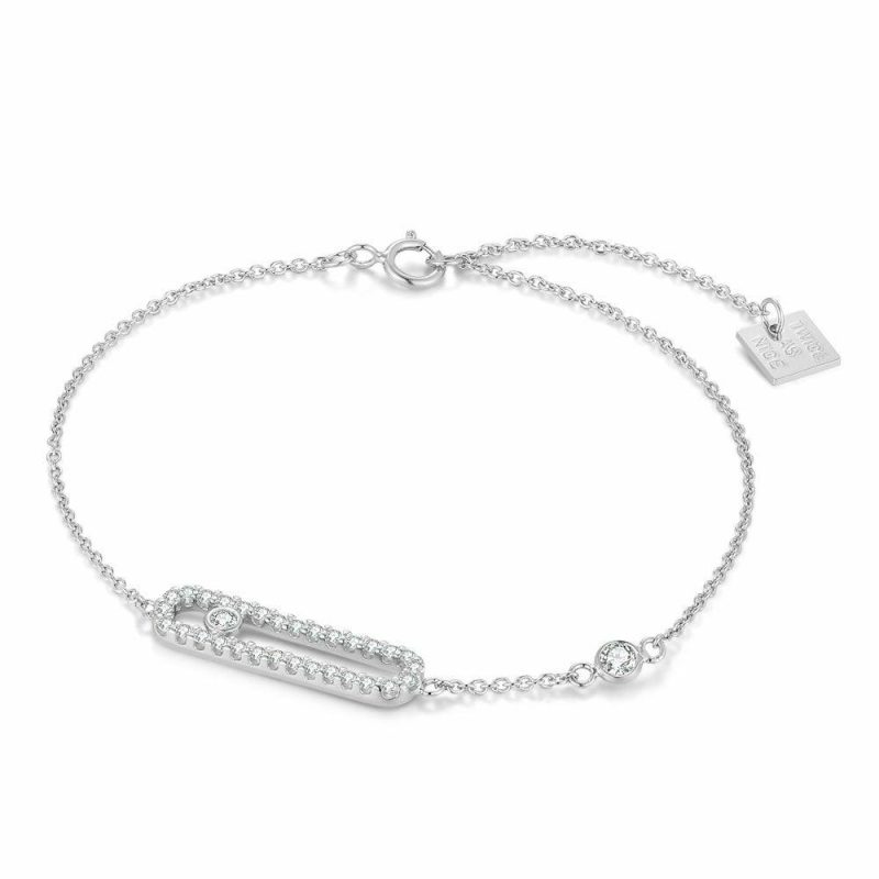 Bracelets | Bracelet en Argent, Ovale, Pierres Blanc – Femmes Bijoux Blanc