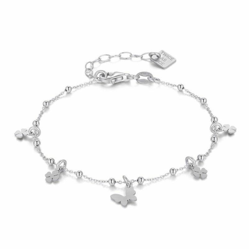 Bracelets | Bracelet en Argent, Papillon et Trèfles Zilverkleur – Femmes Bijoux Bracelets